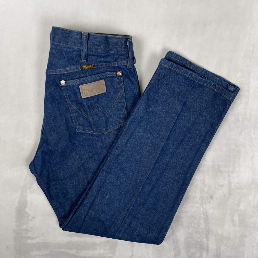 Vintage Wrangler Cowboy Cut 13MWZ Jeans Mens 35x30 Blue Denim Dark Wash USA Made